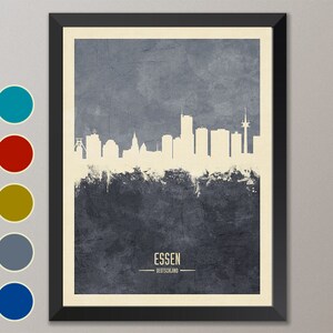 Essen Skyline, Essen Cityscape Germany, Watercolor Art Print Poster 4191 image 3