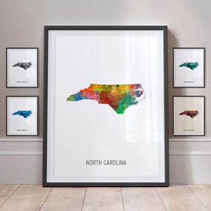 North Carolina Karte, US Bundesstaat Aquarell Malerei Kunstdruck Poster MX (30998)