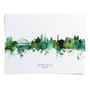 a watercolor painting of a city skyline