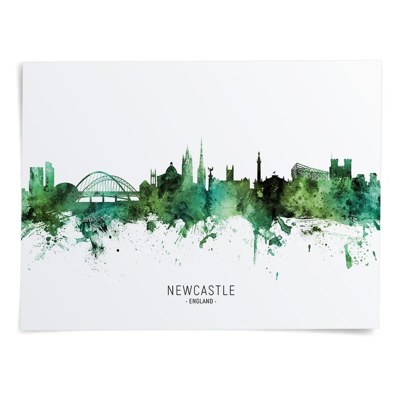 a watercolor painting of a city skyline