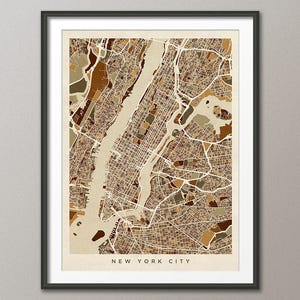 New York City Karte USA, Straßen Karte New York City, Kunstdruck (2961)