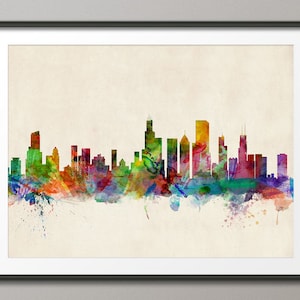 Chicago Skyline, Chicago Illinois Cityscape Art Print (470)