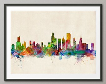 Chicago Skyline, Chicago Illinois Cityscape Art Print (470)