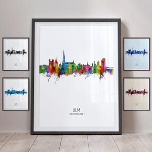 Skyline van Ulm, Ulm Deutschland stadsgezicht Art Print poster portret PX (23620)