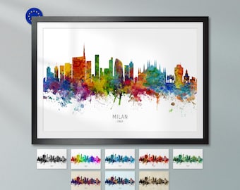 Milan Skyline Italy, Poster Print Cityscape Art ZX (6513)