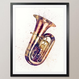Tuba, Abstract Watercolor Music Instrument Art Print (2496)