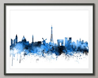 Paris Skyline, Paris France Cityscape Art Print (1108)