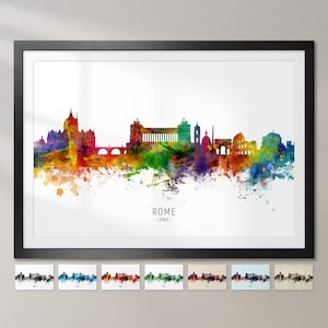 Rom Skyline Italien, Stadtansicht Gemälde Kunstdruck Poster CX (6519)