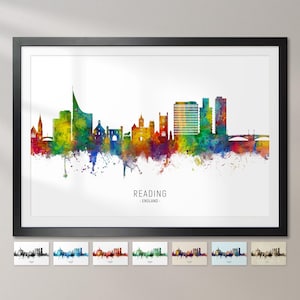 Skyline de lecture Angleterre, impression d'art peinture paysage urbain Poster CX (12273)
