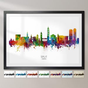 Skyline van Split, Kroatië, stadsgezicht schilderij kunstafdruk poster CX (6669)