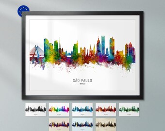 Sao Paulo Skyline Brazil, Poster Print Cityscape Art YX (8728)