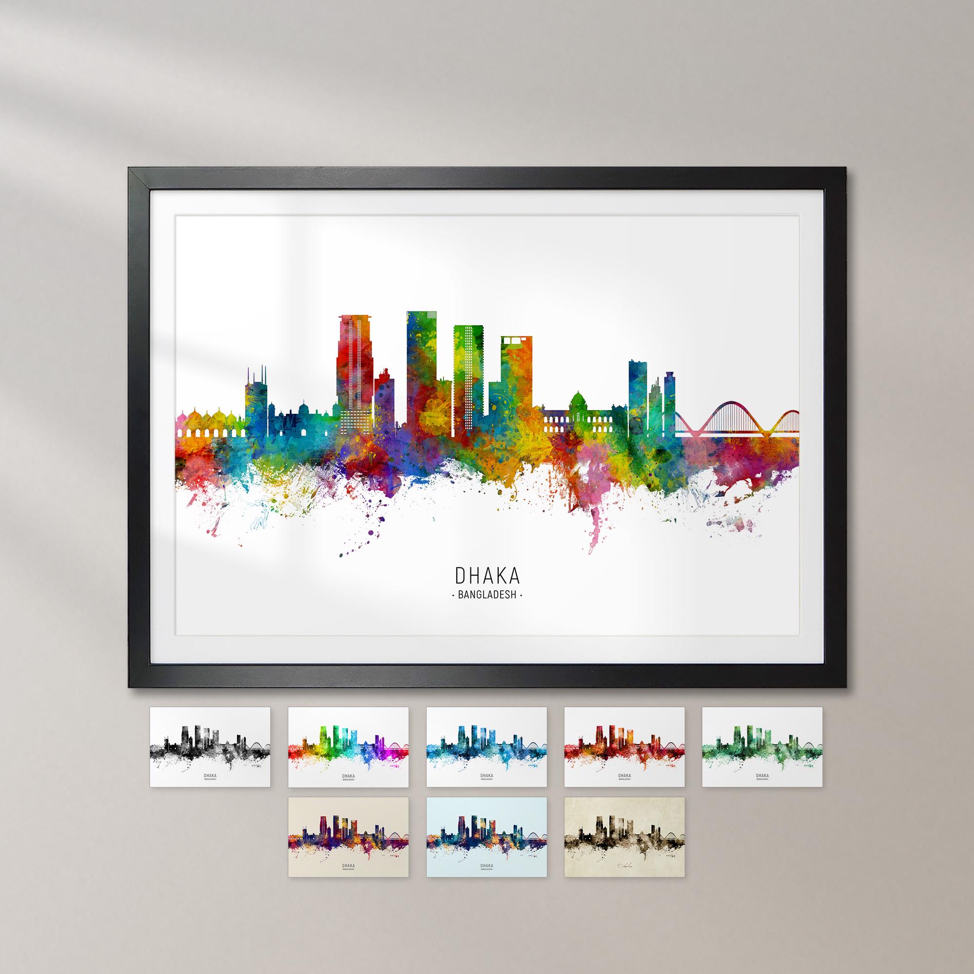 Dhaka Skyline Bangladesh, Cityscape Art Print Poster KX (27937