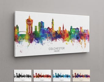 Colchester Skyline England, Box Canvas Art Print (23230)