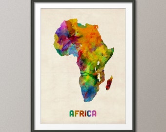 Africa Watercolor Map, Art Print (571)