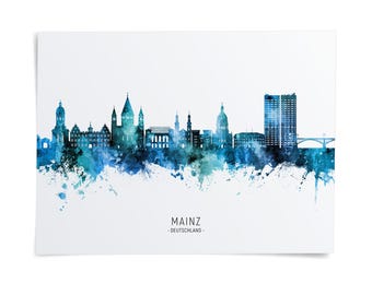 その他 m Mainz Skyline Deutschland, Poster Print Cityscape Art ZX (26767