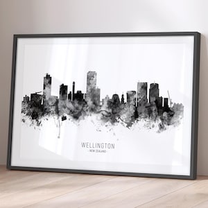 Wellington Skyline New Zealand, Cityscape Painting Art Print Poster BX (11557)