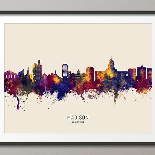 Wisconsin Wisconsin Map Poster Art Print Madison Map Etsy