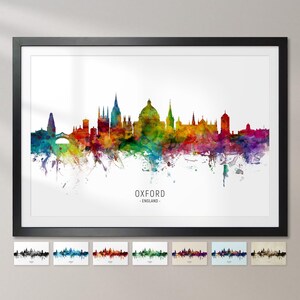Oxford Skyline England, Cityscape Painting Art Print Poster CX (6552)