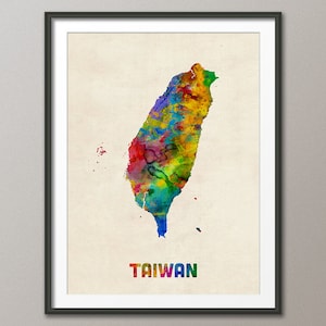 Aquarelkaart Taiwan, kunstafdruk (2131)