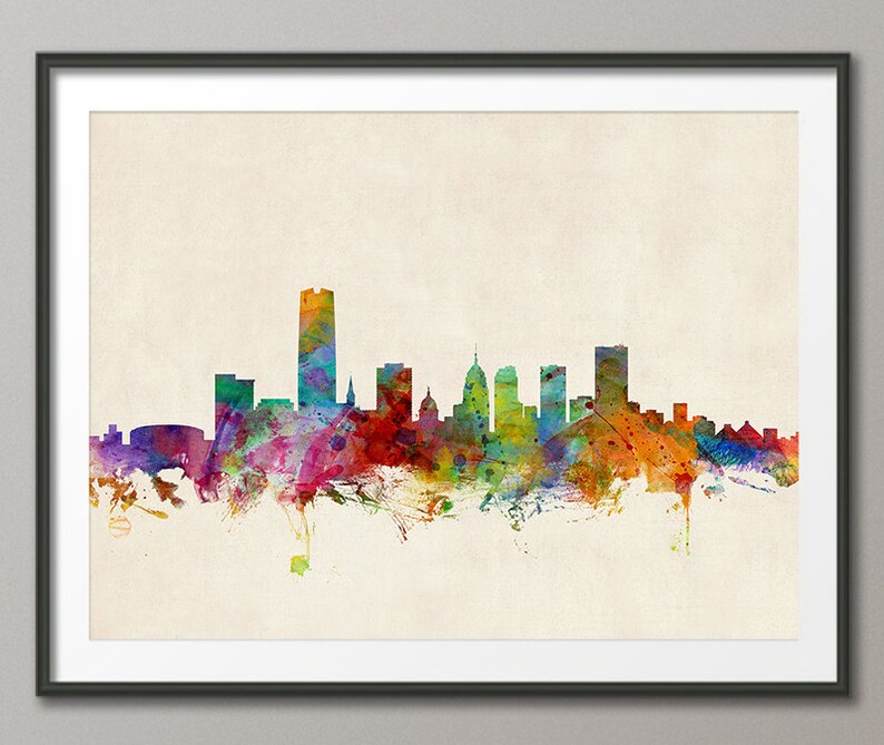 Oklahoma City Skyline Cityscape,Art Print 971 image 1