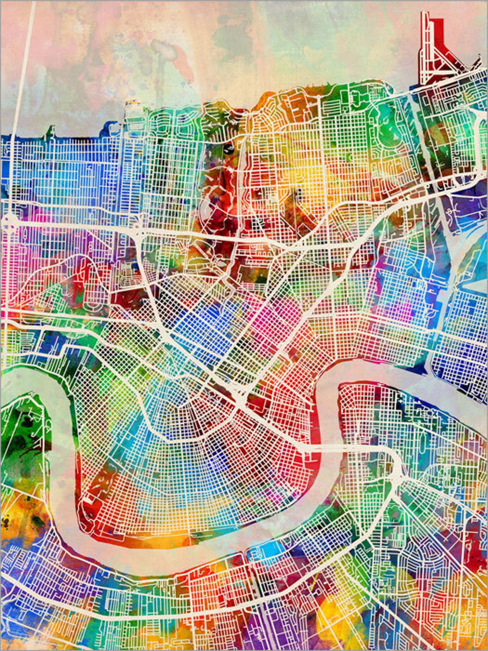 New Orleans Map New Orleans Louisiana City Street Map Art | Etsy