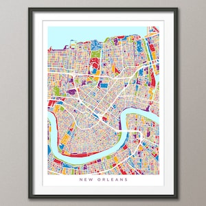 Street Map Of New Orleans New Orleans Map New Orleans Louisiana City Street Map Art | Etsy Uk