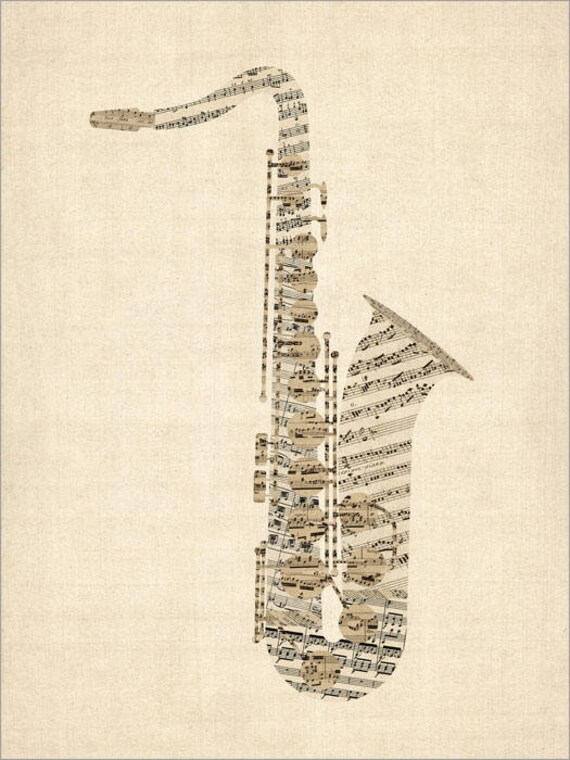 Saxophone Old Sheet Music Collage, Sax Musical Instrument Poster, Art Print  2801 - Etsy