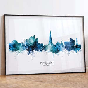 Póster de pared con el paisaje urbano de Reikiavik, Islandia, impresión RX (20810)