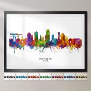 Plymouth Skyline England, Cityscape Painting Art Print Poster CX (8882)