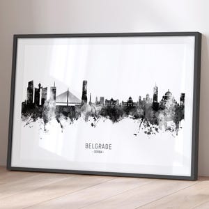 Belgrado Skyline Sérvia, Paisagem urbana Pintura Arte Impressão Pôster BX (22713)