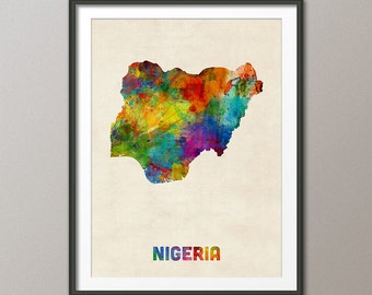 Nigeria Watercolor Map, Art Print (2144)