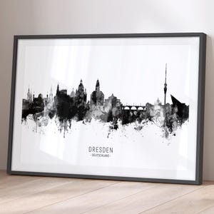 Dresden Skyline Deutschland, Cityscape Painting Art Print Poster BX (11640)