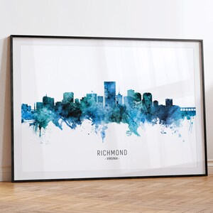 Richmond Cityscape Virginia, Skyline Wall Art Poster Print RX (20563)
