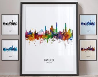 Póster con retrato artístico del horizonte de Bangkok, Tailandia - PX (4977)