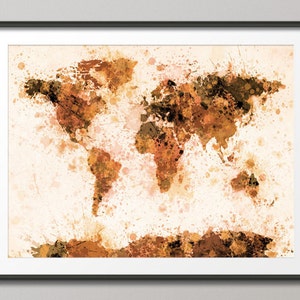 Paint Splashes Map of the World Map, Art Print 800 image 1