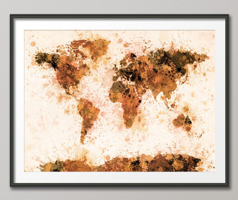 Paint Splashes Map of the World Map, Art Print 800 image 1