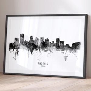 Skyline de Phoenix, Arizona, impression d'art peinture paysage urbain, affiche BX (11672)