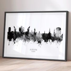 Auburn Skyline Alabama, Poster impression d'art peinture paysage urbain BX (11561)