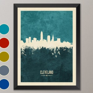 Cleveland Skyline, Cleveland Cityscape Ohio, Aquarelle Art Print Poster (4255)