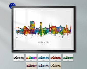 Oberhausen Skyline Deutschland, Poster Print Cityscape Art ZX (34018)