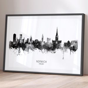 Norwich Skyline England, Cityscape Painting Art Print Poster BX (15932)