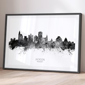 Jackson Skyline Mississippi, Cityscape Painting Art Print Poster BX (11660)