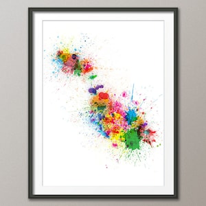Farbspritzer Landkarte Malta Map, Art Print (1020)