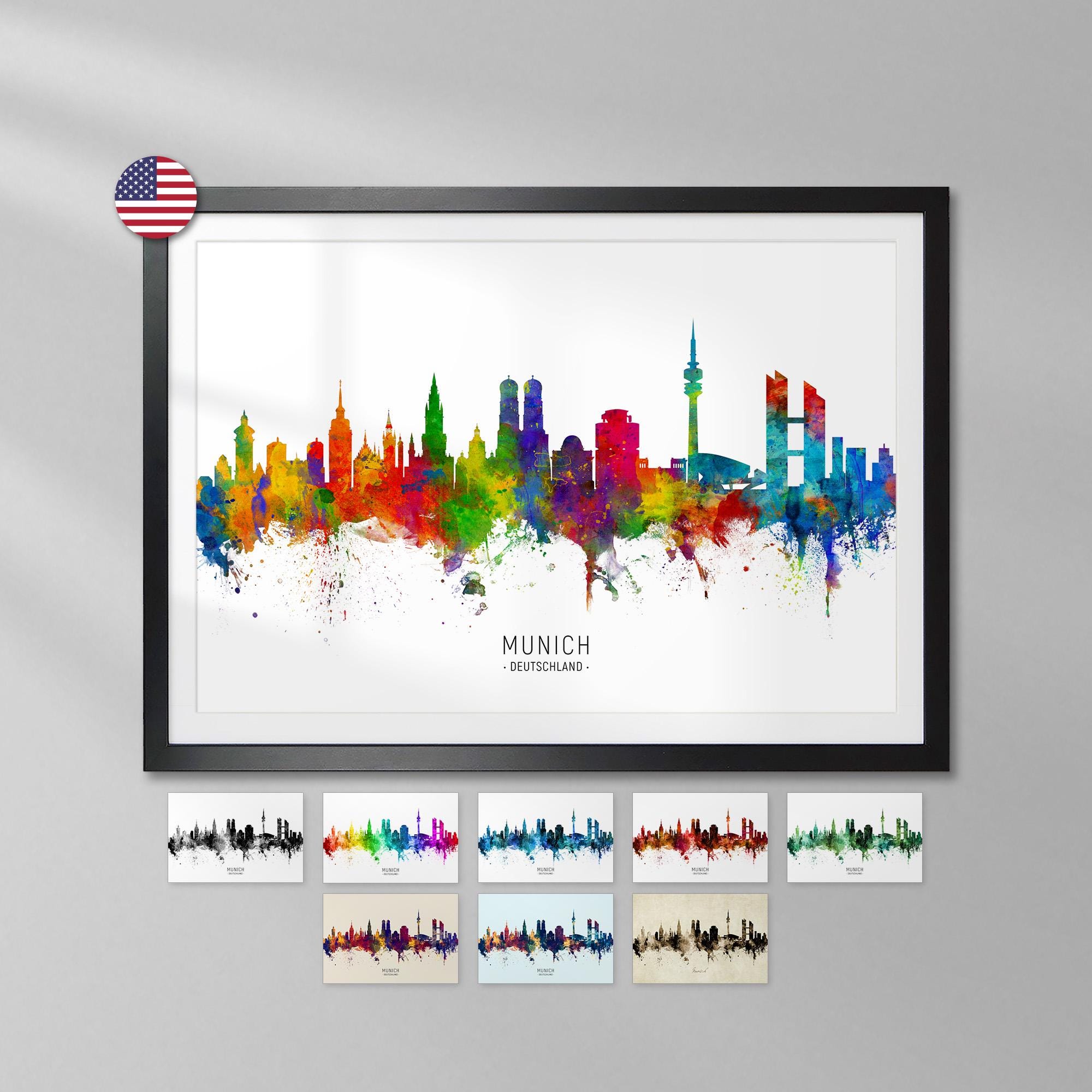 確認用として出品 Munich Skyline Germany, Art Print Poster YX (6514) - Etsy 日本