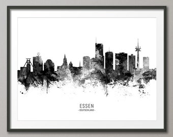 Essen Skyline, Essen Deutschland Cityscape Art Print Poster (11641)