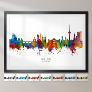 Koblenz Skyline Deutschland, Paisaje urbano pintura arte impresión cartel CX (6690)