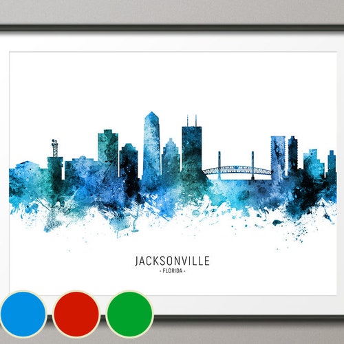 Jacksonville Skyline Jacksonville Florida Cityscape Art Print Etsy UK