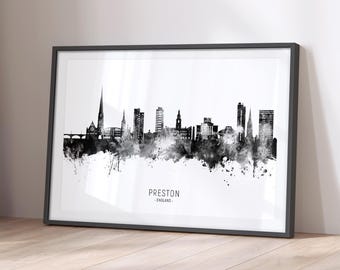 Preston Skyline England, Cityscape Art Print Poster BX (23093)