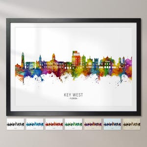 Skyline Key West, Key West Florida Cityscape Art Print Poster CX (34282)