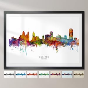 Buffalo Skyline New York, Cityscape Painting Art Print Poster CX (6741)